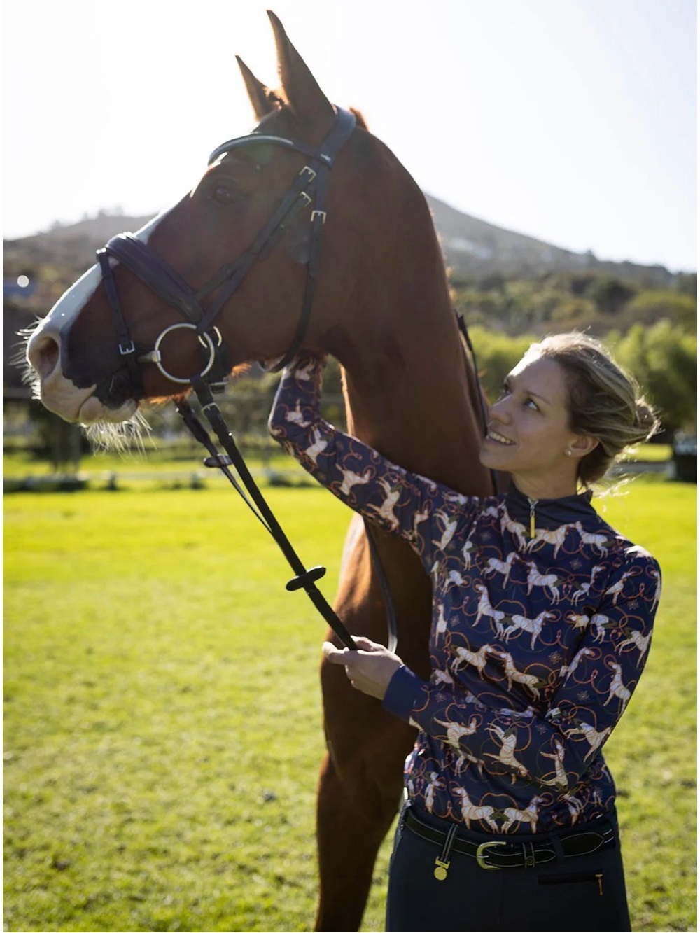 Espoir equestrian roped horse 1/4 zip sun shirt